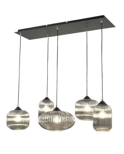 Plafonnier cluster Gillis en verre gris transparent E27 pour un éclairage élégant