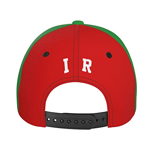 Emblem of Iran Lion and Sun Flag Baseball Cap Full Print Adult Men Hat Patriotism Supporter Soccer Caps, Black, 7-7 1/4