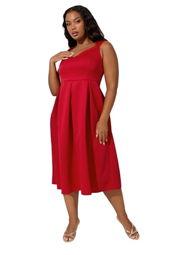 Yours London Curve Sweetheart Midi Skater Dress - Women's - Plus Size Curve Red