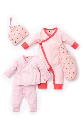 Image of MONICA + ANDY Hello Baby Cuddle Box, Organic Cotton Newborn & Infant Baby Gift Set, One Piece, Cap & Swaddle