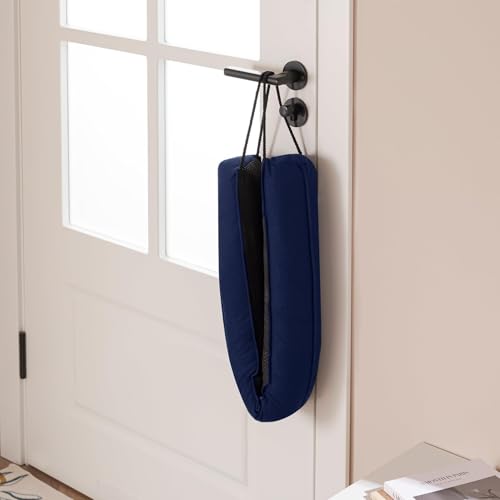 Image of Sunolga Door Draft Stopper Blocks Hot and Cold Air with Removable Washable Cover for Bottom of Door, All-Season Seal for Noise, Light, Wind, Door Sweep for Gaps Up to 3 inch, Home Essentials, 38 inch, Blue