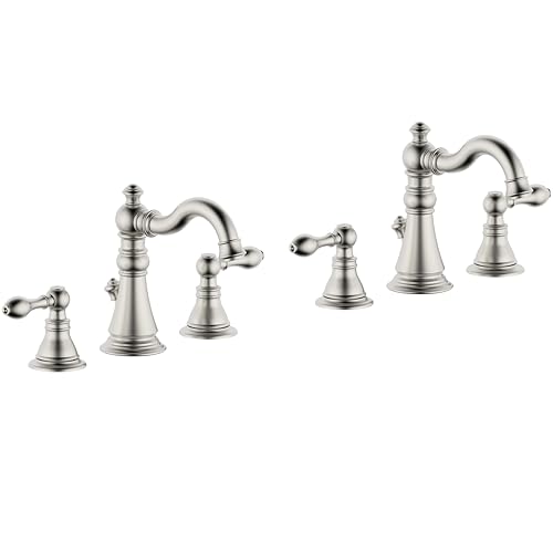 Brushed Nickel 2-Handle 8 Inch Widespread Bathroom Faucet 3 Holes,2 Pack