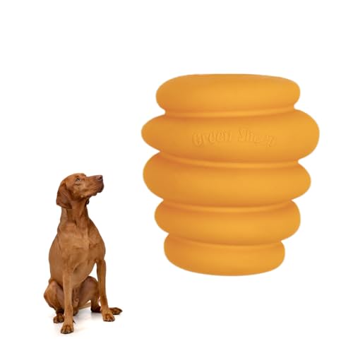 Image of Green Sheep Enrichment Dog Ball for Medium to Large Dogs, Natural Rubber Treat Dispensing Chew Toy for Mental Stimulation & Boredom Relief, Interactive Dog Toys, Yellow