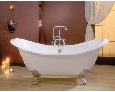 Cheviot REGENCY Cast Iron Bathtub | Clawfoot Bathtub | Cast Iron | White Interior with Custom Colour Exterior | Polished Brass Feet Finish