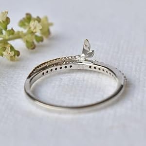 Purvika Jewels 1.10Ct Round Cut Lab Created Diamond Half Eternity Dragonfly Engagement Ring, 14K Two Tone Gold, Sterling Silver