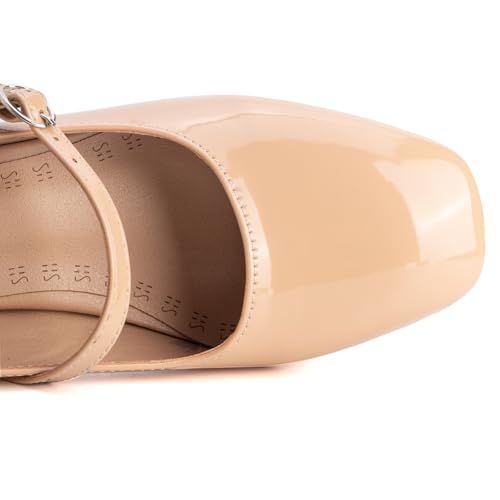 Women's Single Buckle Closure Mary Jane Shoes Square Toe Pumps with Block Heel2