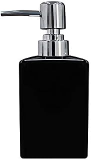 Ceramic Soap Dispensers, 320ML Square Classical Soap & Lotion Pump Dispenser for Kitchen/ Bathroom/ Laundry Room, Refillable Shampoo, Hand Soap, Dish Soap, Essential Oil (Black)