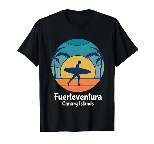 Fuerteventura Canary Islands Surfing Surfer Vintage Sunset T-Shirt