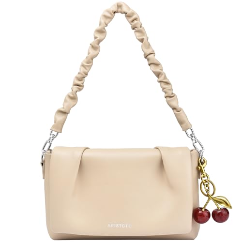 ARISTOTE Shoulder Bags Purses for Women, Hobo Tote Bag Crossbody Wallet with 2 Removable Strap 1 Cherry