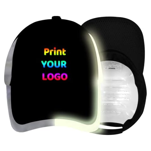 YOWESHOP Baseball Cap Safety Hat with Reflective Strip Sun Hat Customize Logo (Black with Hard Shell, Print) Cover