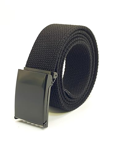 WAUNEE Canvas Belt Web Belt Military Belt Golf Belt Uniform Belt with Black Flip-Top Buckle and Tip Waist Size Up to 55