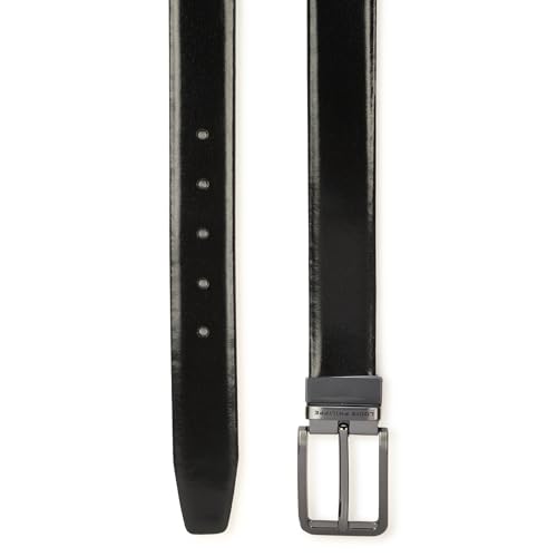 Image of Louis Philippe Men's 100% Italian Leather Brush Gun Metal Buckle Formal Reversible Belt