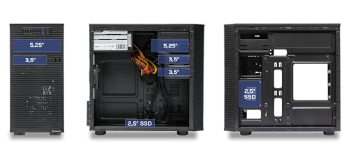 Gabinete UNYKAch Aero C15 Micro ATX con USB-C frontal, ventilador 80mm incluido, compatible con mATX/ITX y GPU de hasta 300mm, 2 SSD + 2 HDD, bahía externa 5.25" para DVD o lector de tarjetas miniatura 7
