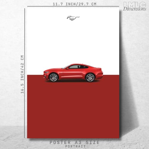 Image of Live Mad Live Crazy Ford Mustang GT Portrait Single Wall Paper Poster, A3 Size, 16.5L X 11.7W Inches Unframed Art Prints - Home, Bedroom, Living Room & Decor - Aesthetic, Matt Finish, Frame Not Included