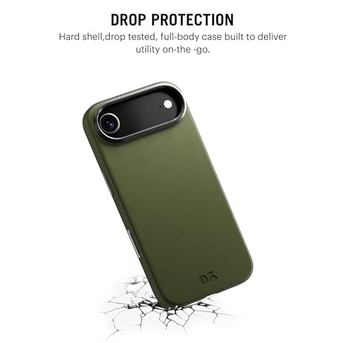 Image of DailyObjects Leatherite Case for iPhone Air Compatible with MagSafe Wireless Charging | Olive-Green Hybrid Magnetic Back Cover