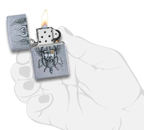 Encendedor Zippo personalizado diseño vikingo cromado miniatura 3