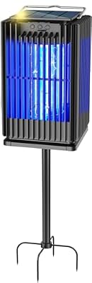 Solar Bug Zapper Outdoor, Solar Mosquito Zapper Outdoor with Ground Bracket, Cordless Waterproof Fly Zapper with Illuminated Light, 5000mAh Rechargeable Mosquito Killer