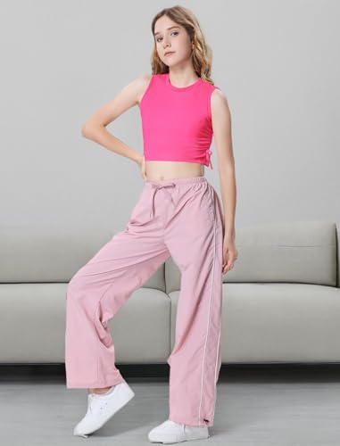 Image of EXARUS Girls Crop Tank Top Dance Hip Hop Outfits Cheer Cropped Top | Kids Tween Youth Summer Athletic Dance Convention Fitted Gymnastics Sleeveless Clothes