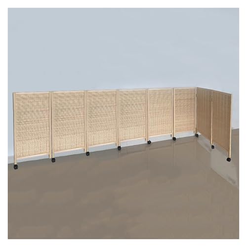 Paravent pliable à 7 panneaux avec motif fleurs de bambou pour séparation de pièce