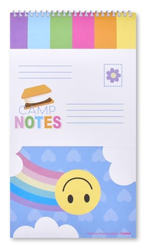 Image of iscream Fold and Send Girls Stationery Card Pad with Seals - Camp Notes | 40 Pack, Cute Design, Spiral Bound, Large 10.5 inch x 5.75 inch Cards, Coordinating Sticker Sheets, Fold and Send, Summer Camp Ready