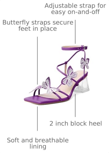 Image of Zamikoo Women's Heeled Sandals Square Open Toe Ankle Strap Block Heels Strappy Clear Heels Chunky Low Heels