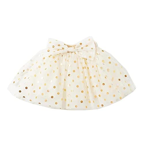Toddler Baby Girls Layered Tutu Tulle Skirt Little Girls Polka Dots Sequins Tutu Skirts Casual (White, 6-12 Months)