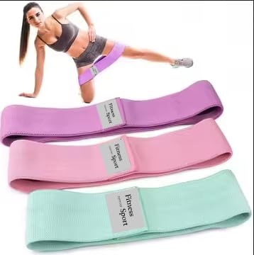 Fitness Sport. Set de Bandas elasticas de 3 Niveles de tencsion 3 Colores diferententes 1 para Cada Nivel de Tension.