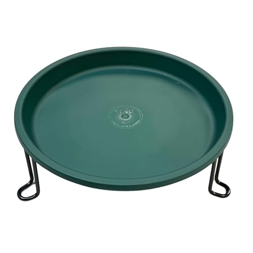Ground Level Bird Bath - Floor Standing Bird Bath for Patio, Garden, or Deck - Black Steel Wire with Green Dish - Made in USA - Erva BA5SL