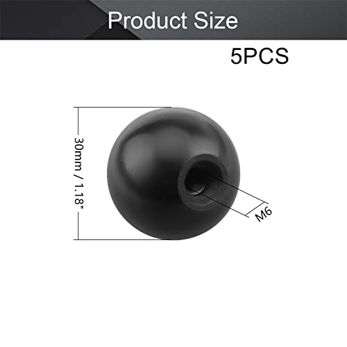 Othmro 5Pcs Thermoset Ball Knob M6 Female Thread Machine Handle 30Mm Diameter Smooth Rim #TOP1