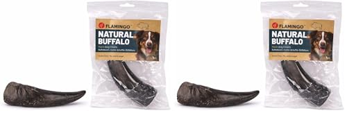 Flamingo Leckerli Hund- Natur Büffelhorn Large- 400g- robust- Zahnpflege- langanhaltender Kauartikel (Packung mit 2)