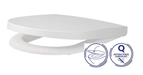 Keramik Stand- WC Toilette Komplett -Design- Set mit Spülkasten WC- Sitz aus Duroplast mit Absenkautomatik SoftClose-Funktion für waagerechten Abgang Wasseranschluss Spülrandlos City – Bild 6