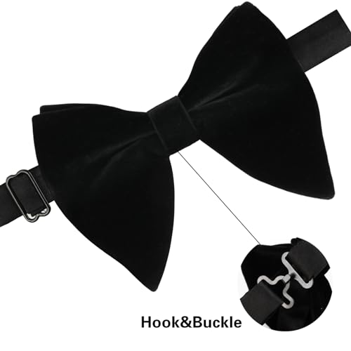 Image of Alizeal Velvet Pre-tied Adjustable Bow Tie for Men Oversize Formal Solid Tuxedo Bowtie