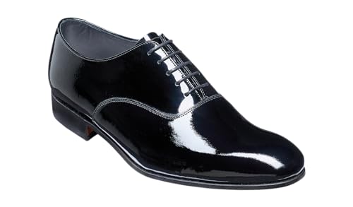BARKER Madeley - Scarpe brogue Oxford da uomo, realizzate a mano, in pelle, eleganti e di qualitĂ superiore, Vernice nera, 39 1/3 EU