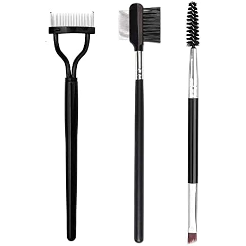 3 Stück Wimpernbürstchen Set, 1 x Wimpern kamm Edelstahl, 1 x Augenbrauenbürstchen e Augenbrauenkamm, 1 x Doppelter Wimpernbürsten e Wimperntrenner für Pflege Gestaltung Cover