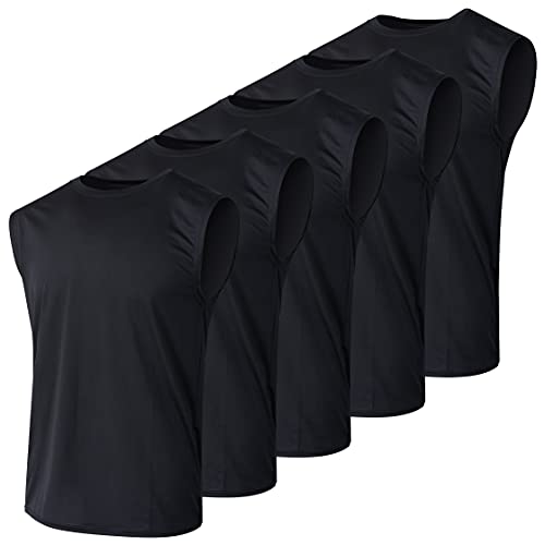 Men's Quick Dry Fit Dri-Fit Jersey Sleeveless Tank Top Muscle Yoga Active Performance Sport Basketball Beach Gym Workout Running Fitness Athletic Bodybuilding Undershirt -Set 6,M