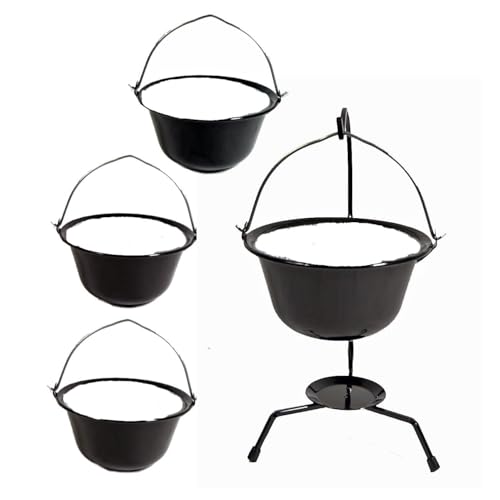 troph-e-shop 4er Set 0,8L Gulaschkessel Emaille und Kesselständer = 14,98€/Set