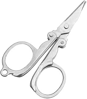 1Pc Small Folding Scissors Metal Portable Mini Foldable Travel Scissors Pocket Cutter Paper String Scissors for Crafting, Camping, Emergency