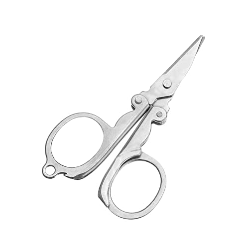 1Pc Small Folding Scissors - Metal Portable Mini Foldable Travel Scissors, Pocket Cutter for Crafting, Camping, Emergency