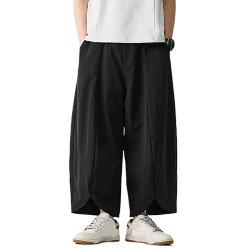 Men Wide Leg Pants Summer Light Thin Solid Casual Pants Loose Lantern Trousers Men