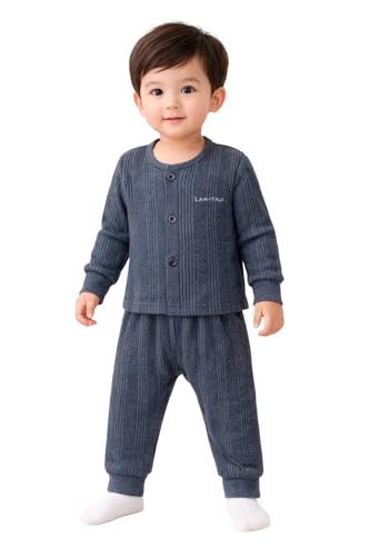 Image of TS LAVI TAVI Kids Cotton Blend Thermal Top and Pyjama Set - Round Neck, Full Sleeves, Winter Wear Suit for Infants, Girls, Boys (Pack of 2)