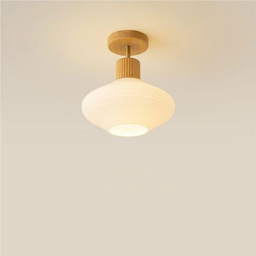 Szklana Lampy Sufitowa, Lampy Sufitowa Z Drewna Skandynawskiego, 3-kolorowe, Ściemnialne Oświetlenie Sufitowe Do Przedpokoju Kawiarni, Korytarza Na Poddaszu(Glass Walnut)