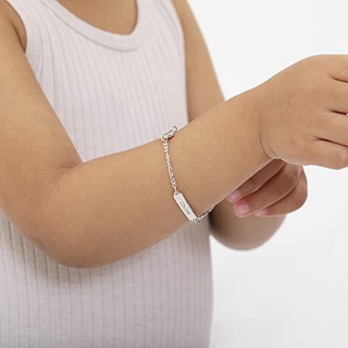 925 Sterling Silver 5" Teddy Bear Identification Bracelet for Babies & Toddlers - Cute Name Tag ID Bear Bracelets for Young Girls - Fashionable Link Chain ID Bracelet for Babies2