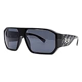 Locs Sunglasses Men's Shiny Black Geometric Square Gangster Hip Hop UV400 Logo