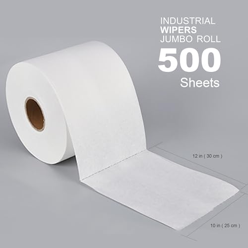 Image of AAwipes Industrial Wipes Multi-purpose Cleanroom Wipes | 500 PCS | 10 inch*12 inch, White| Dust-Free Cellulose /Polyester Blend Disposable, Jumbo Roll, High Absorbency - NW0561012R