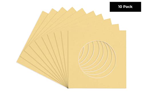 CountryArtHouse Marzipan Beige Acid Free 14x14 Circle Picture Frame Mat with White Core Bevel Cut for 10x10 Pictures - Fits 14x14 Frame - Pack of 10 Matboards