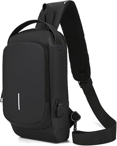 Auricz Bag, Carbon Fiber Streamline Anti-Theft Sling Bag, Lock Sports Waterproof Anti-Theft With Password Lock (Black) - Main Image