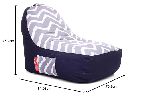 Image of Style Homez Urban Design Denim Canvas Stripes Printed Chair Bean Bag XXL Size Filled with Beans Fillers