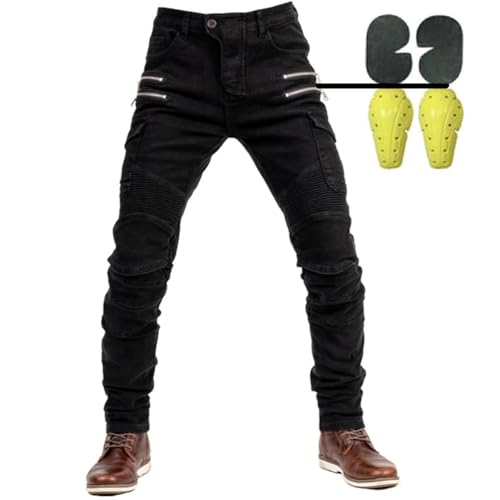 Protection Moto Pantalon Jeans Renforcé avec Protection Doublure Moto Pantalon d'Équitation avec Protéger Pads (FR/ES, Alpha/Lettres, TG, Taille Normale,...