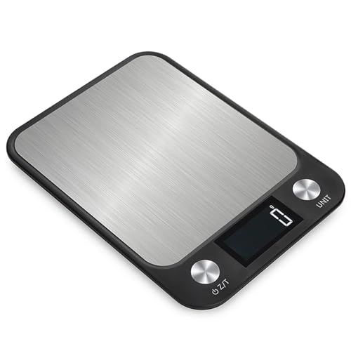 Báscula de cocina 15 kg/1 g for pesar alimentos y café, balanza digital electrónica inteligente, diseño acero inoxidable for cocinar hornear(Black,10Kg)
