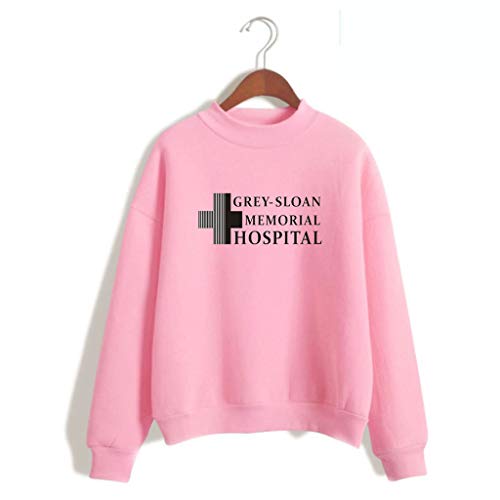 YLWX Sweatshirt Grey's Anatomy T-Shirt Unisex Col Haut À Manches Longues Grey-Sloan Memorial Hospital,Pink-M Cover